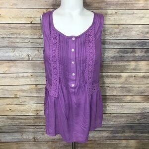 Eden Society Violet Crochet Detail Top FLAW